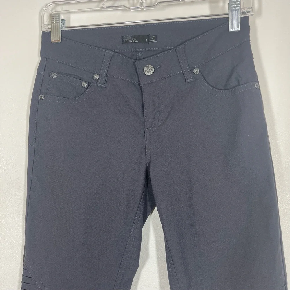 Prana Brenna Pants Skinny Ribbed Moto Skinny Jeans Gray Sz 0